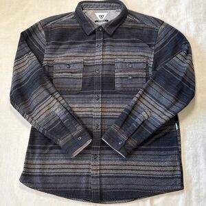 VISSLA Men's Gray Brown Black Button Down Plaid Flannel Long Sleeve Size Large